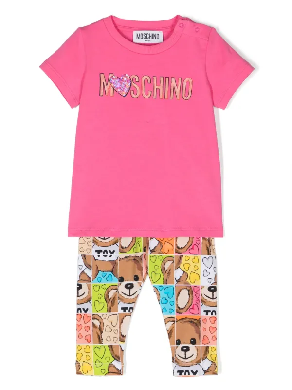 Moschino Kids ロゴ Tシャツ＆レギンス セット | ピンク | FARFETCH JP