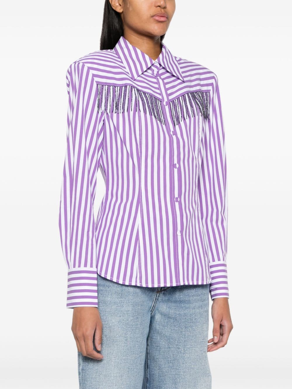 Shop Twinset Bead-embellished Shirt In Purple