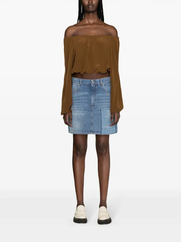 ミニスカート MARNI DENIM MINI SKIRT Marni appliqué-detail Denim Miniskirt | Blue | FARFETCH