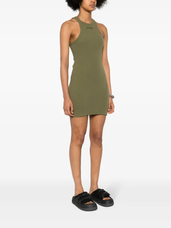 fitted lace wedding dress Green Turtle Neck Ribbed Mini Dress L