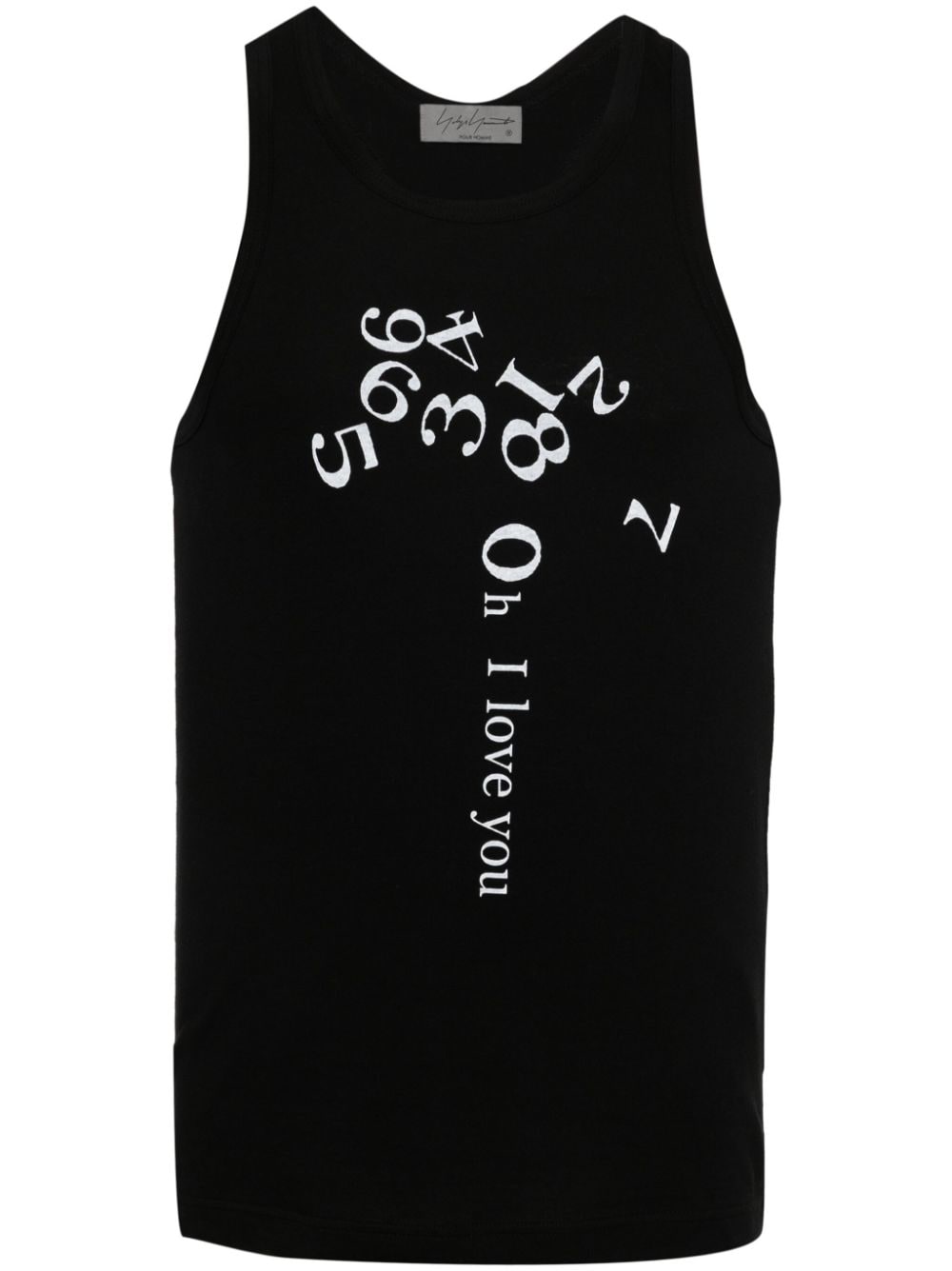 Yohji Yamamoto Numbers-print Cotton Tank Top In Black