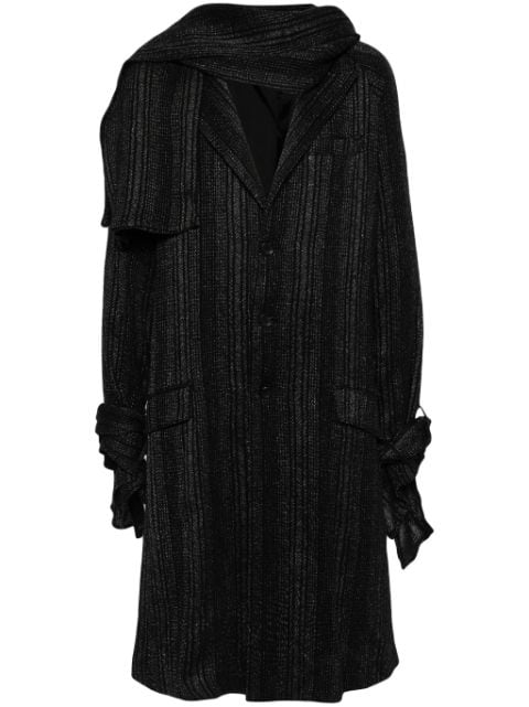 Yohji Yamamoto single-breasted attached-scarf coat
