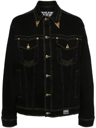 Versace Jeans Couture V-Emblem Denim Jacket | Black | FARFETCH JO