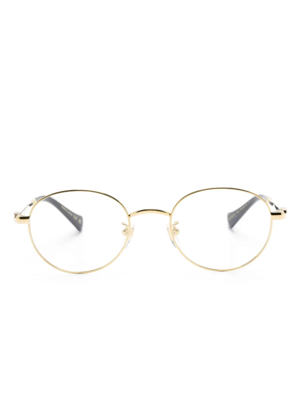 Gucci Double-g Round-frame Glasses In 金色