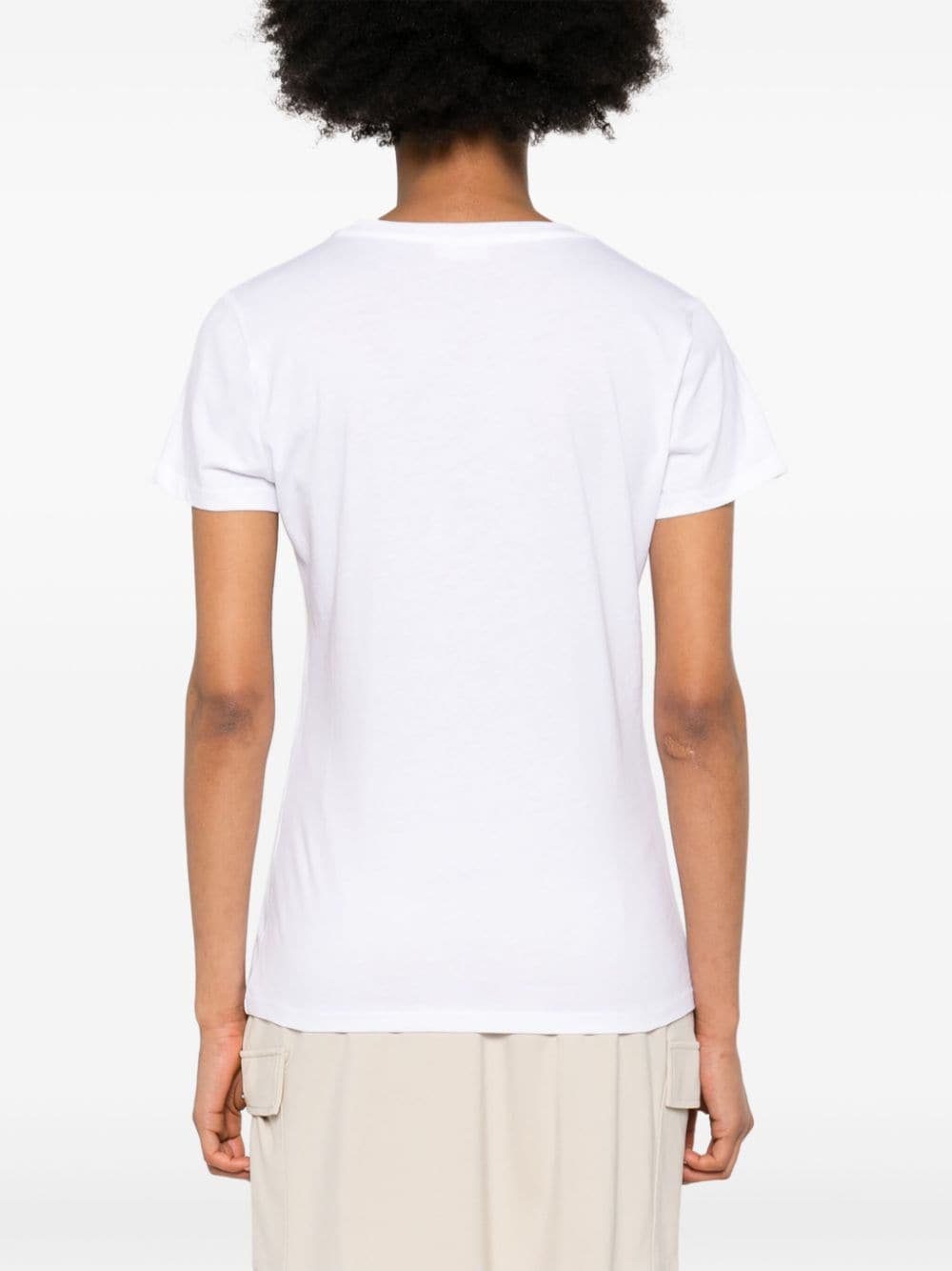 Shop Liu •jo Rhinestone-logo Cotton T-shirt In White