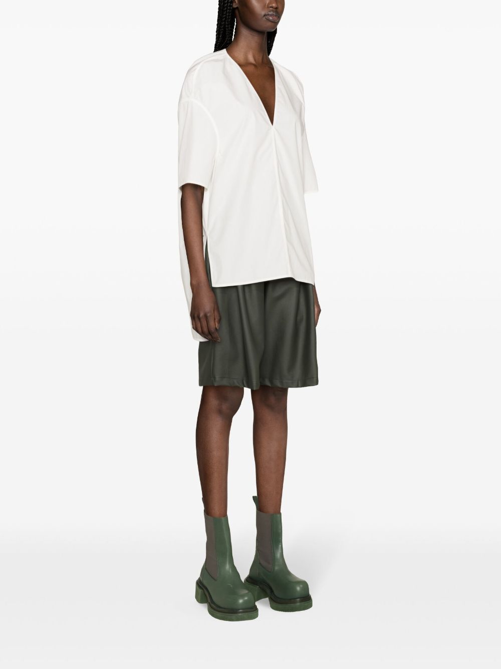 Shop Rick Owens V-neck Cotton Tunic In White