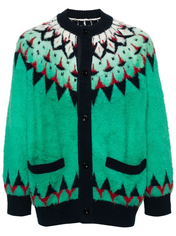 Sacai patterned-jacquard Cardigan - Farfetch