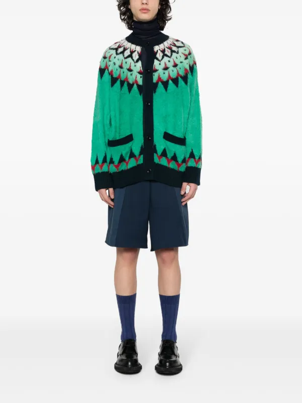 Sacai patterned-jacquard Cardigan - Farfetch