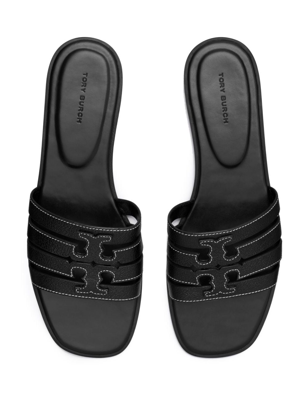 Shop Tory Burch Ines Leather Slides In Black