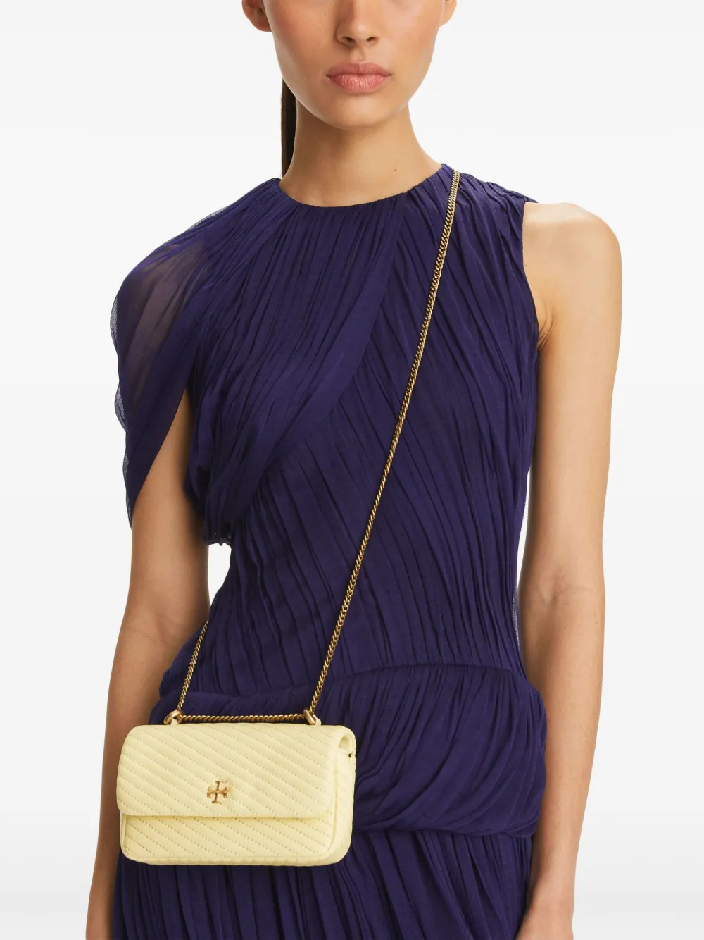 Shop Tory Burch Mini Kira Quilted Shoulder Bag In Yellow