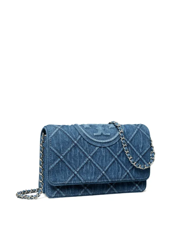 Tory Burch Fleming Soft Denim Chain Cross Body Bag | Blue | FARFETCH