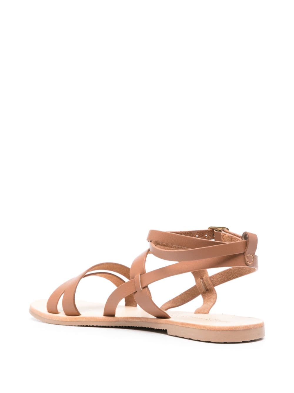 Shop Manebi Mika Leather Sandals In Brown