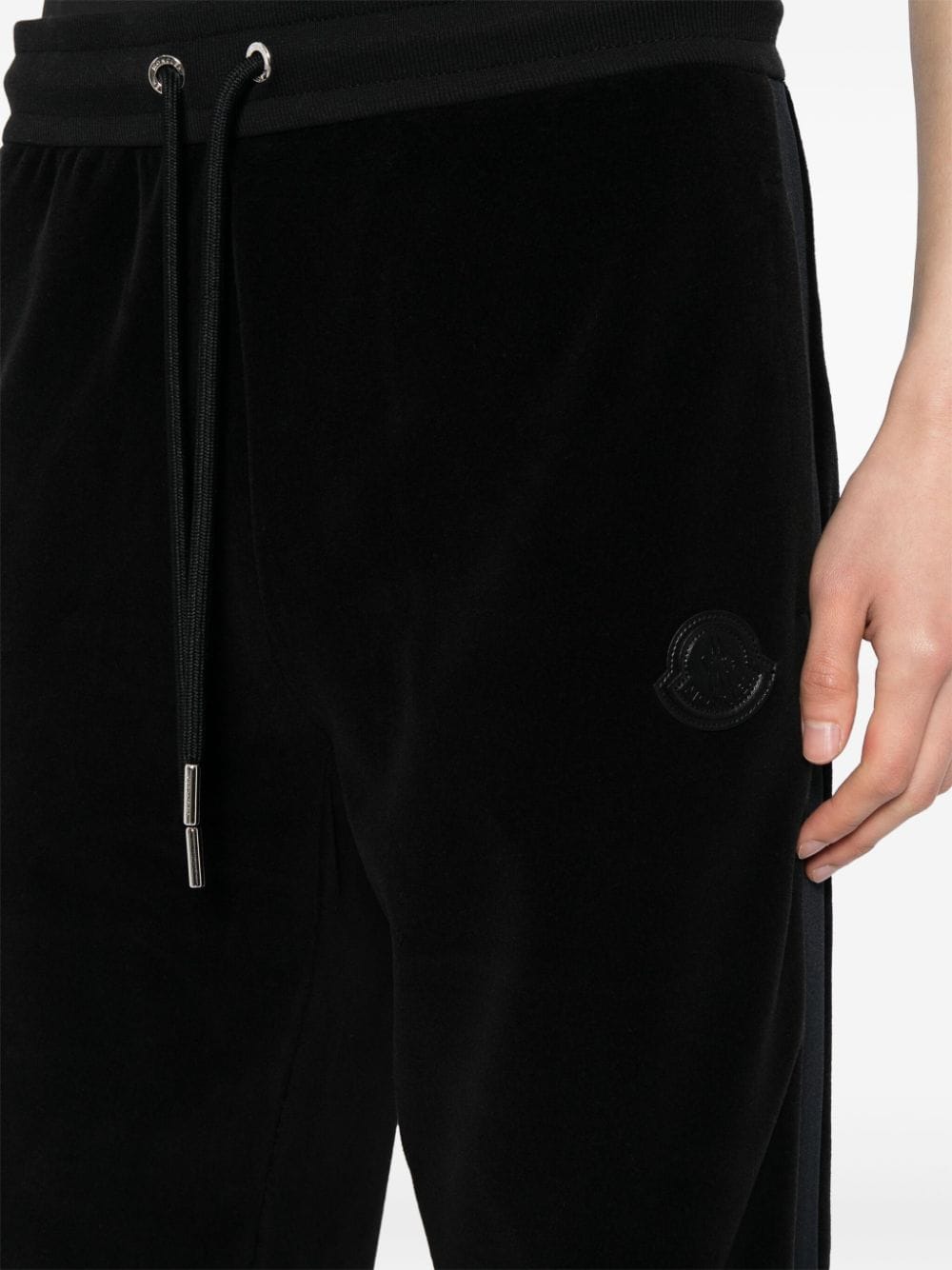 Shop Moncler Drawstring Track Pants In Black