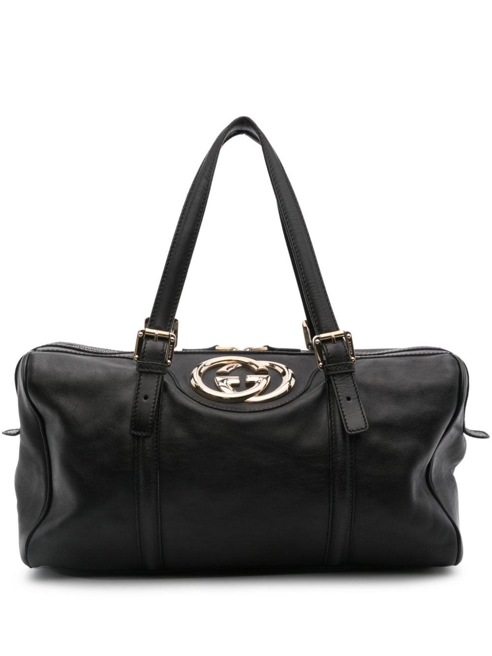 Pre-owned Gucci 2010s Interlocking G-plaque Tote Bag In Black