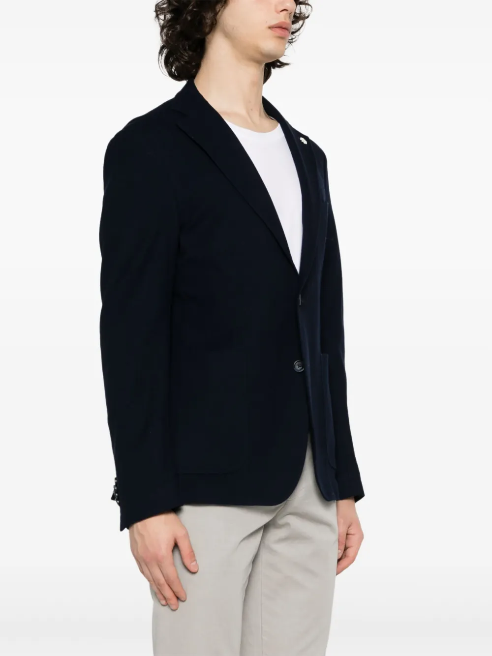 Shop Manuel Ritz Honeycomb Single-breasted Blazer In Blue