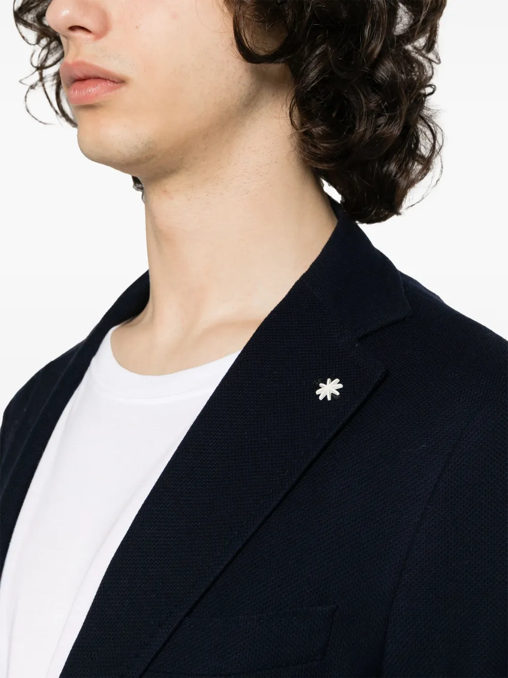 Shop Manuel Ritz Honeycomb Single-breasted Blazer In Blue