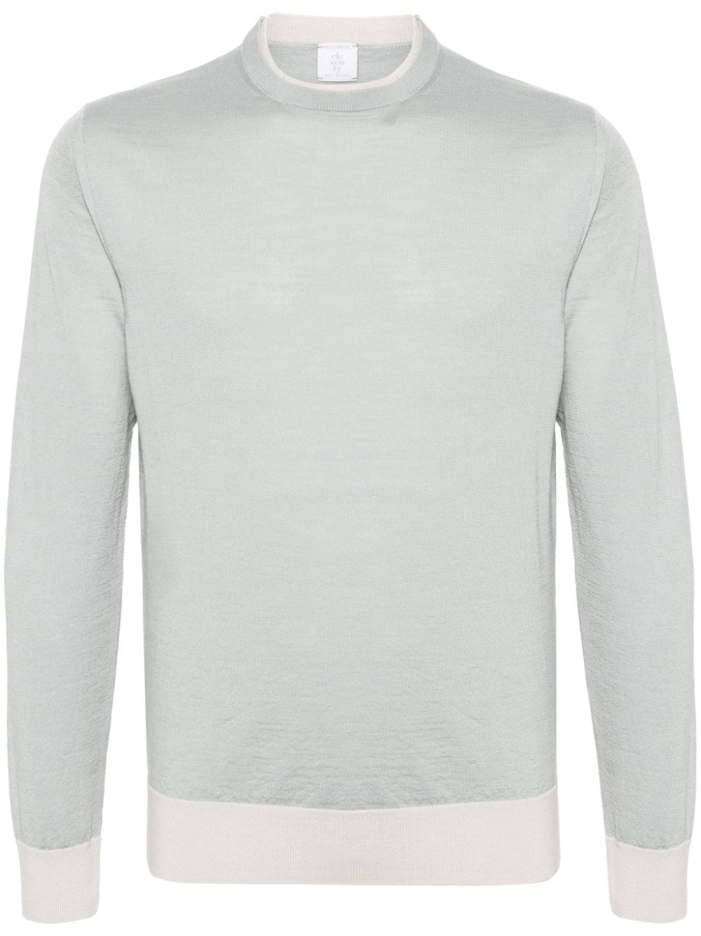 Eleventy Contrasting-trim Fine-knit Jumper In Grey