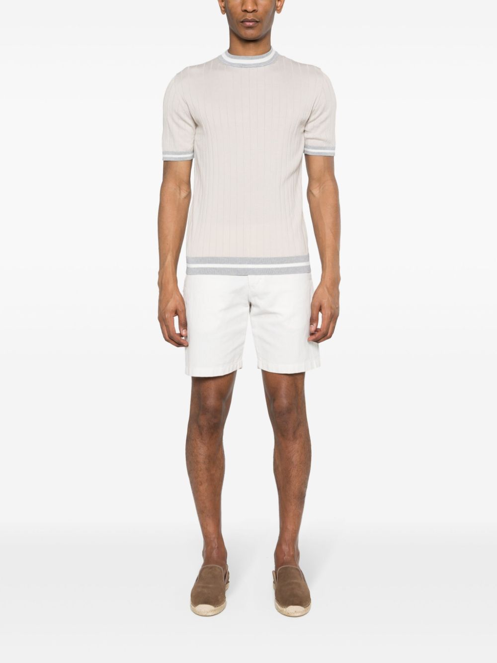 Shop Eleventy Knitted Short-sleeve Jumper In Neutrals