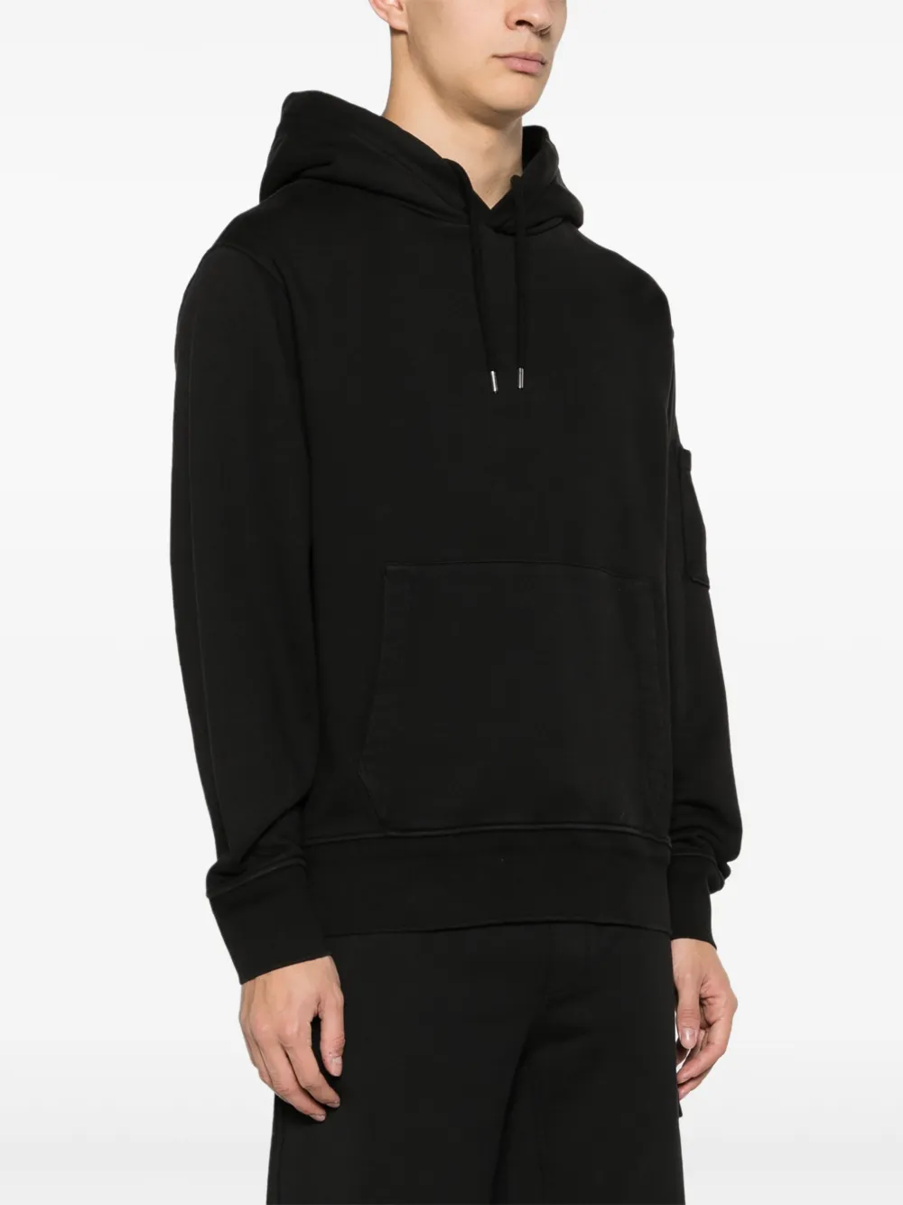 C.P. Company Diagonal Fleece katoenen hoodie Zwart