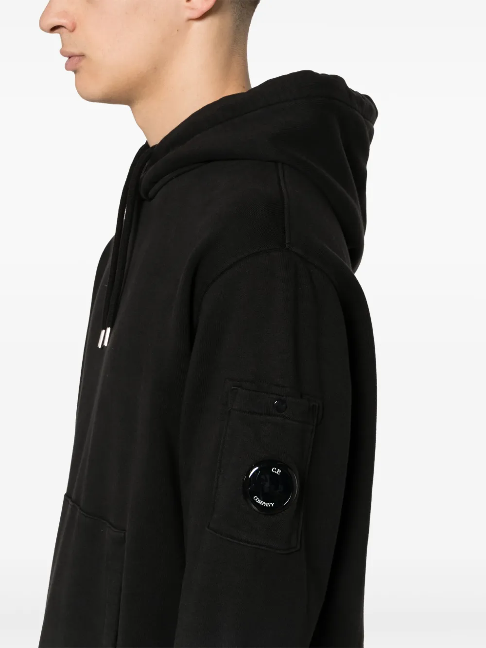 C.P. Company Diagonal Fleece katoenen hoodie Zwart