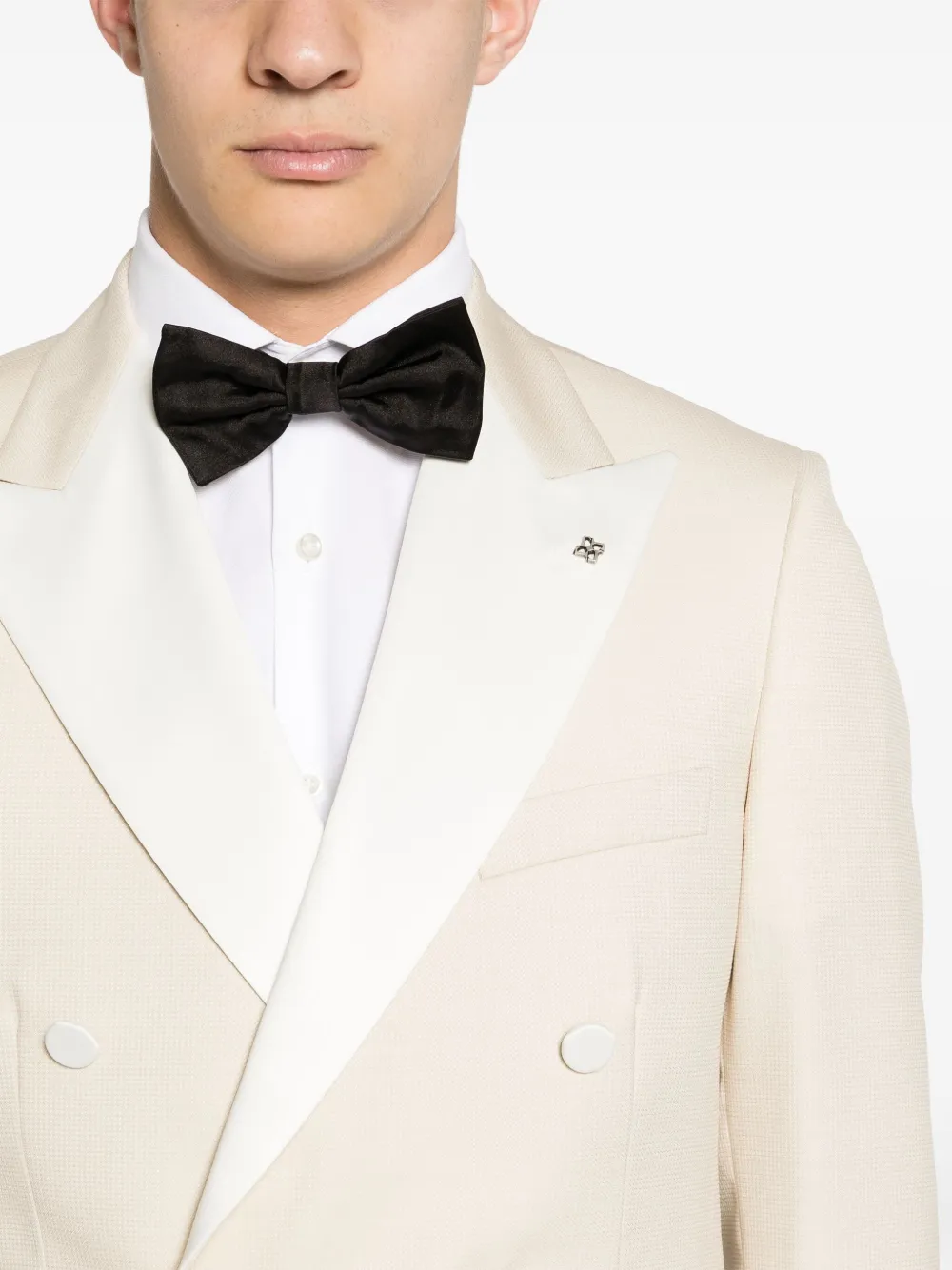 TAGLIATORE PATTERNED-JACQUARD DOUBLE-BREASTED BLAZER