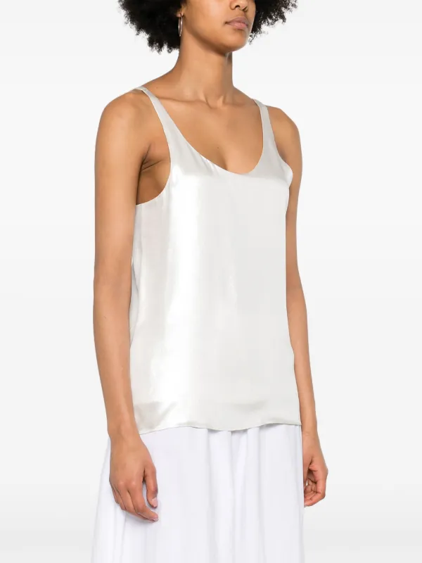 Chloé silk-lamé Tank Top | Silver | FARFETCH