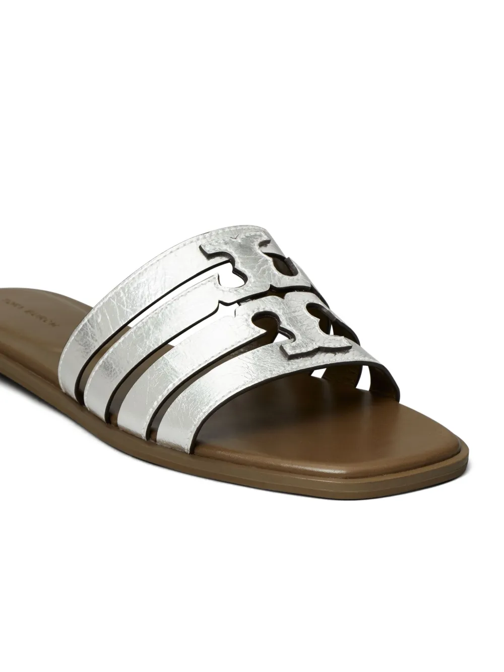 Shop Tory Burch Ines Cut-out Leather Slides In Brown