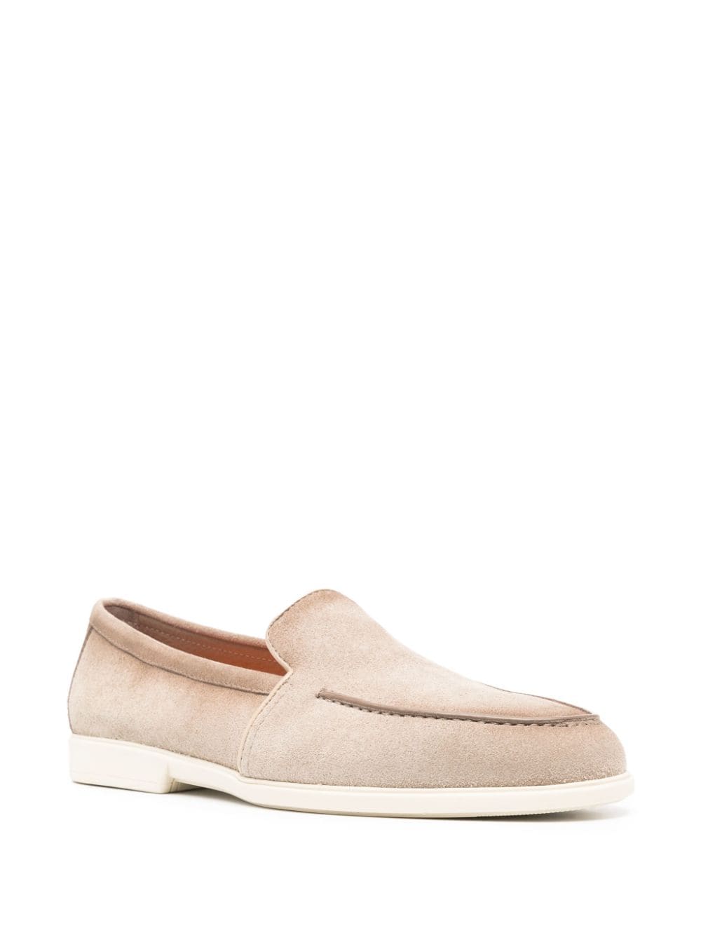 Shop Santoni Slip-on Suede Loafers In Nude