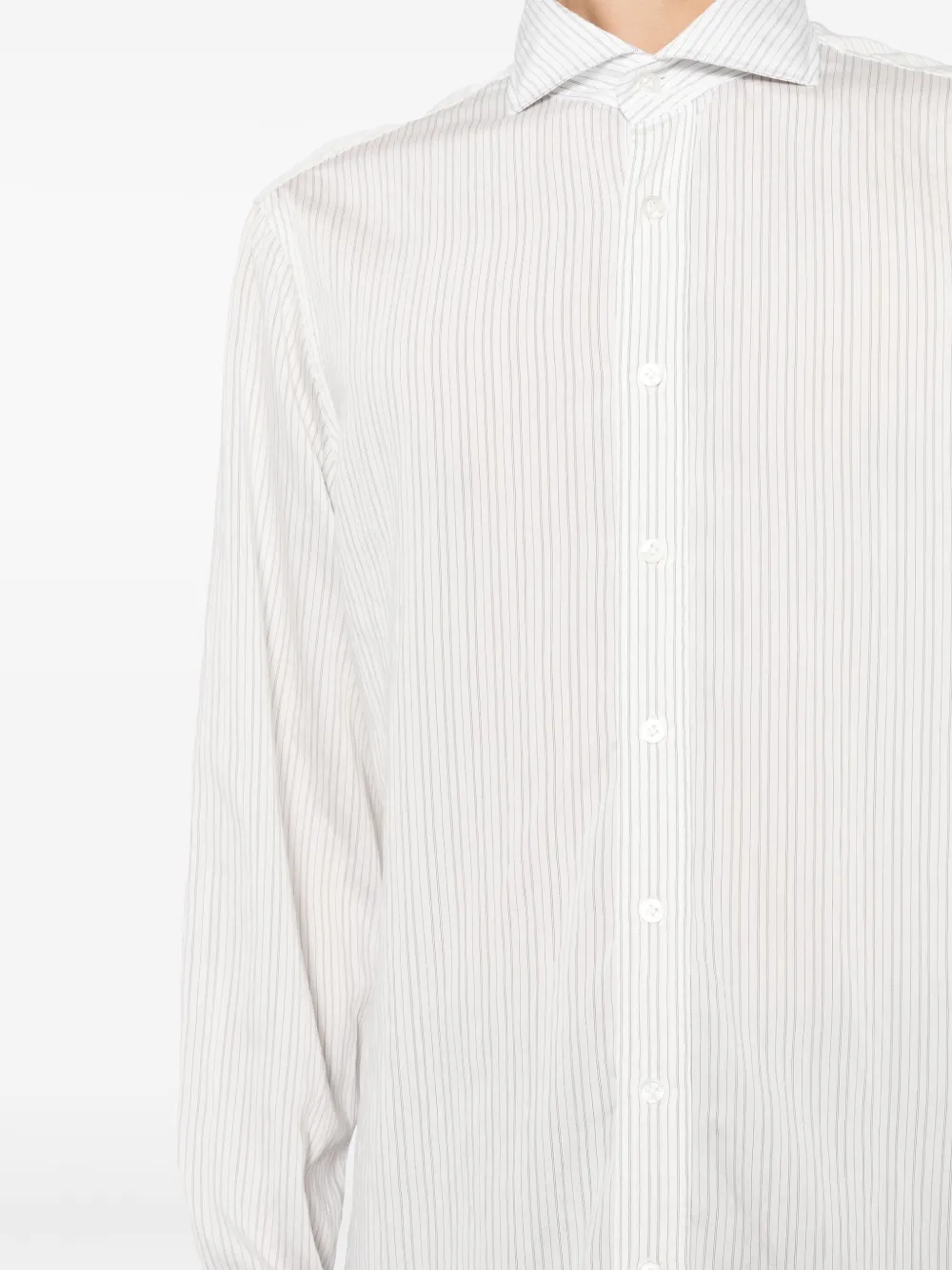 Shop Lardini Striped Button-up Shirt In White