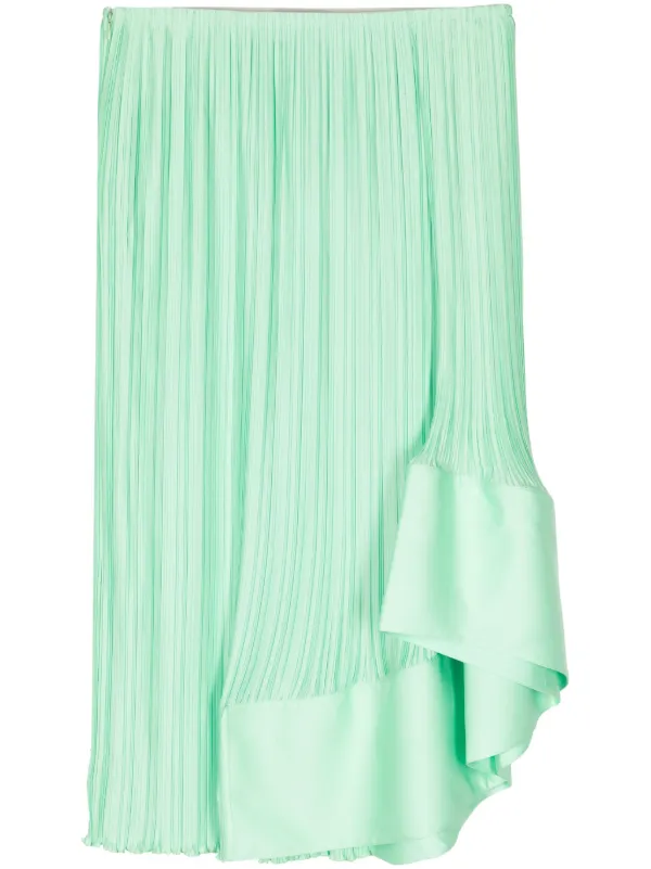 Lanvin Asymmetric Pleated Skirt in Green