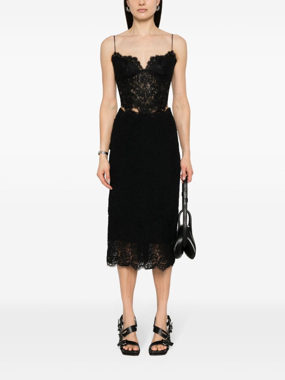 Shop Ermanno Scervino Corded-lace Midi Skirt In Black