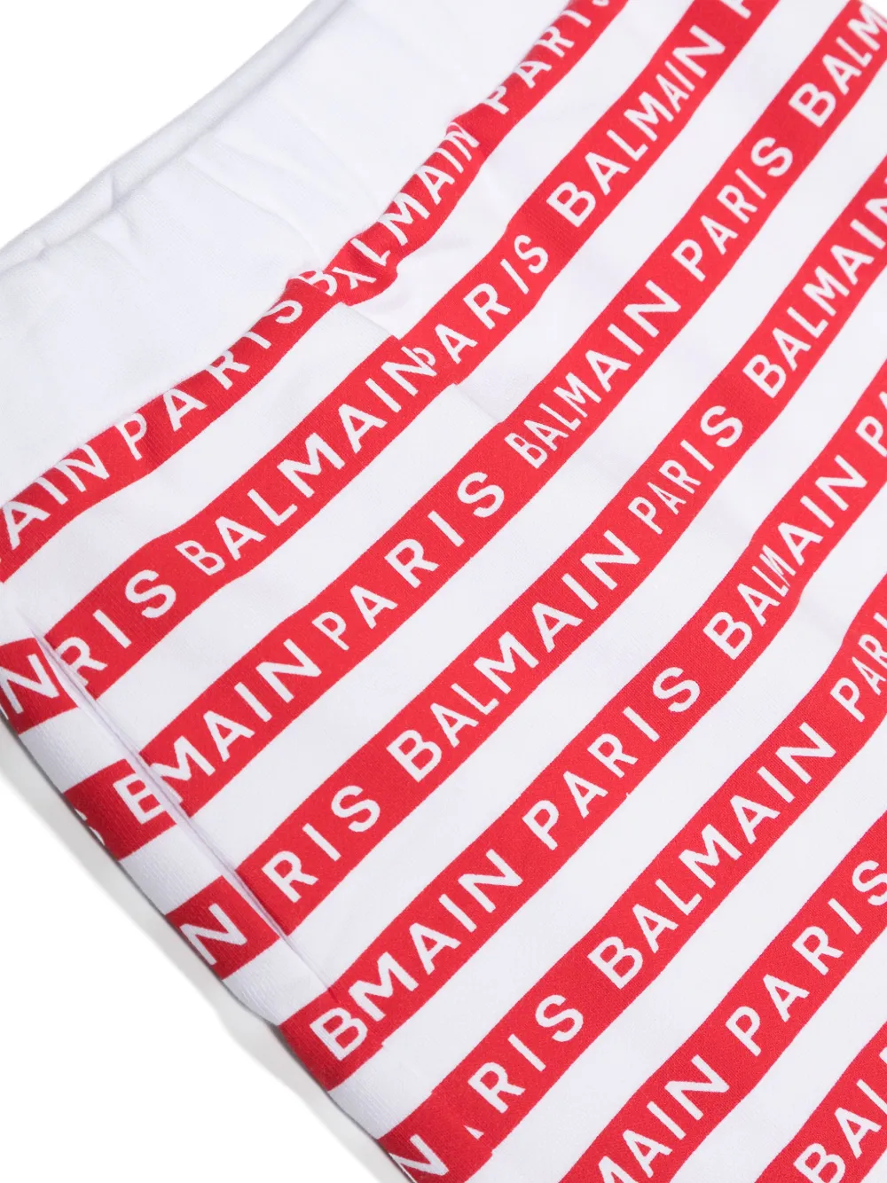 Shop Balmain Logo-print Cotton Skirt In White