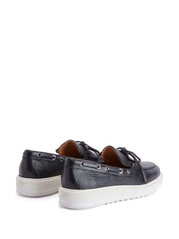 Giuseppe Zanotti Alfred grained-leather Boat Shoes | Black  display picture 1