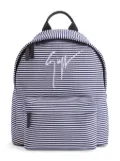 Giuseppe Zanotti logo-embroidered striped backpack - White