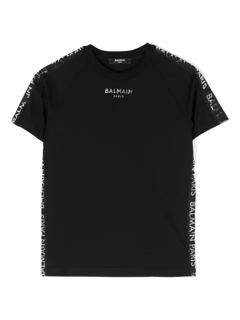 Balmain Kids تيشيرت قطن بأبليكة شعار الماركة