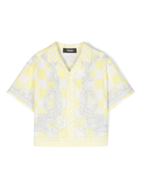 Versace Kids check-pattern silk shirt