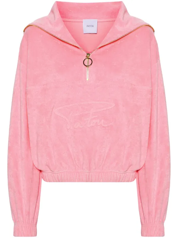 Zip Hoodie Terry Cloth Sweatshirt Womens Patou Half-zip Terrycloth