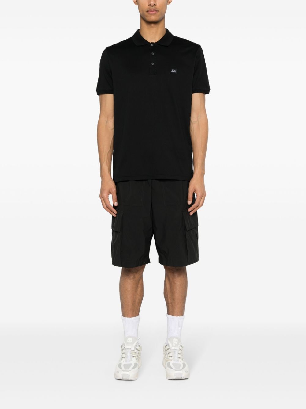C.p. Company Cotton Polo Shirt With Logo In Black