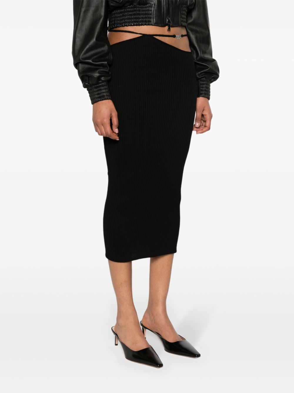 Shop Amiri Strap-detail Pencil Midi Skirt In Black