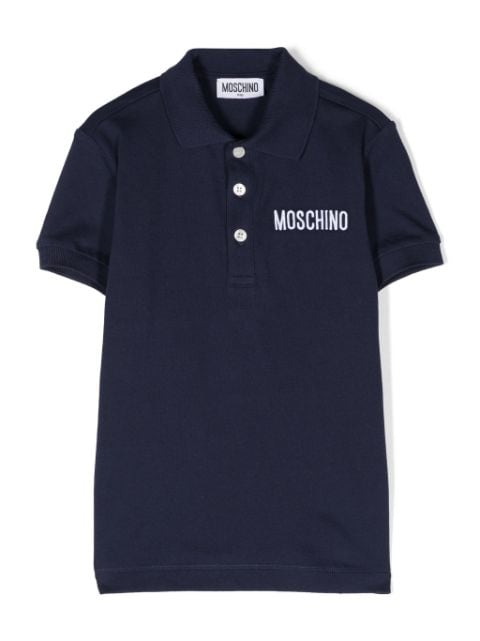 Moschino Kids logo-embroidered piqué polo shirt