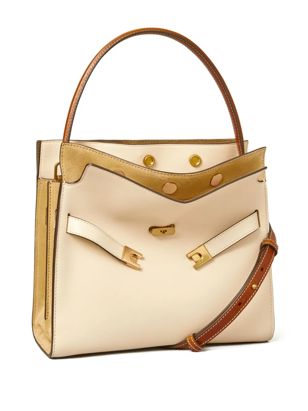 Shop Tory Burch Small Lee Radziwill Tote Bag In Neutrals