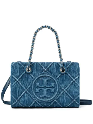 ★Tory Burch★Fleming Denim Mini Bag★超希少★25最新作★特価 Fleming Denim-Print Suede Crossbody: Women's Designer Mini