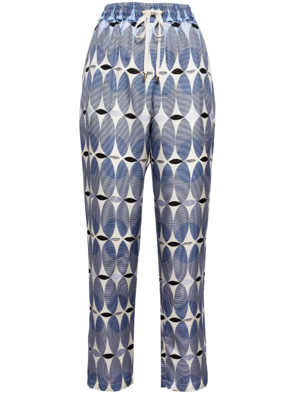 パンツ Lorena Antoniazzi Graphic-Print Elasticated-Waist Silk 22931424_53137408_600.jpg