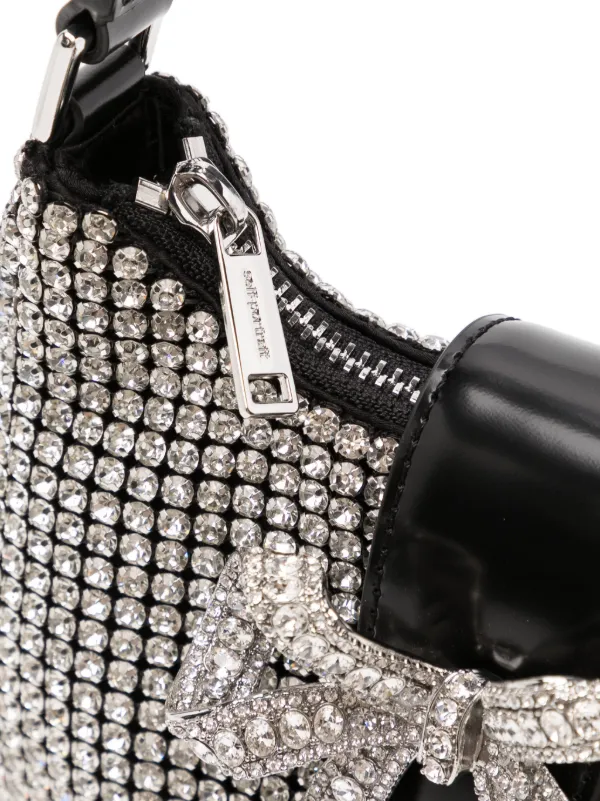 Self-Portrait Diamante Crescent Mini Bag | Silver | FARFETCH BH