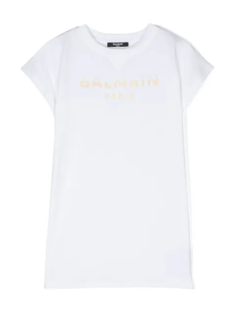 Balmain Kids 로고 프린트 티셔츠 드레스
