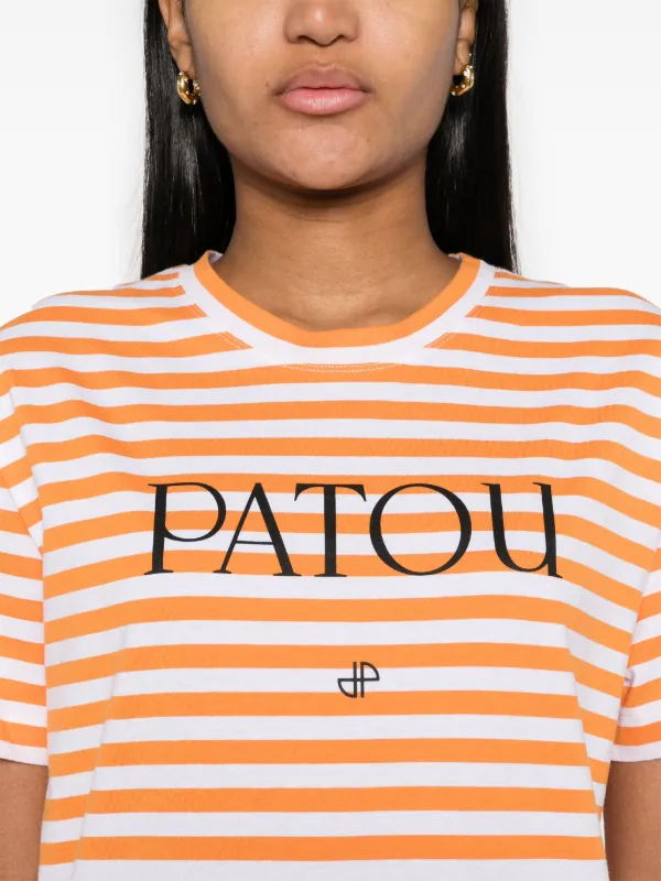 デザイン性に魅了 ★ PATOU  ストライプＴシャツ Patou ストライプ Tシャツ | オレンジ | FARFETCH JP
