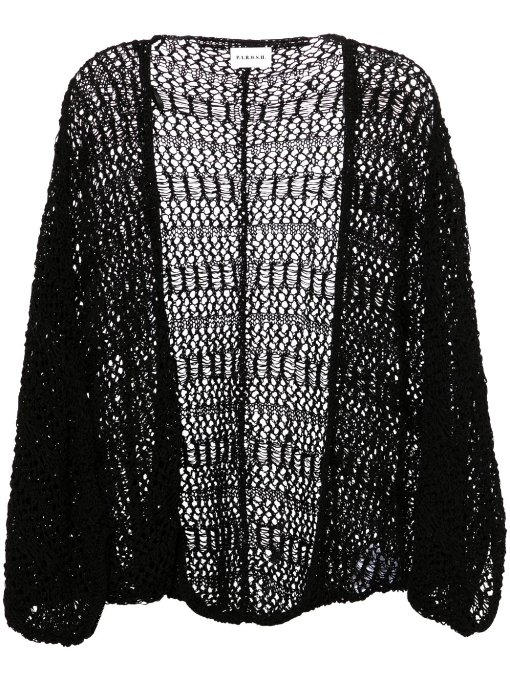 Shop P.a.r.o.s.h Cruz Crochet-knit Cardigan In Schwarz