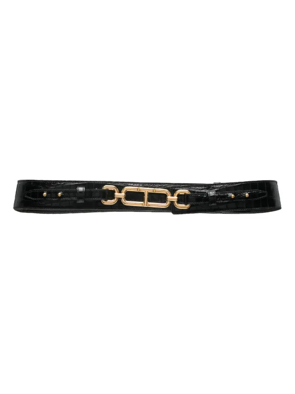 Tom Ford Crocodile-effect Leather Belt in Black