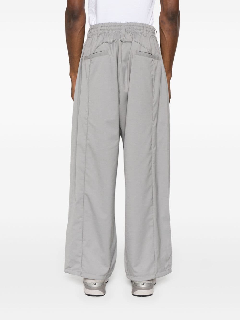 Shop Y-3 Rew Wo Wide-leg Trousers In Grey