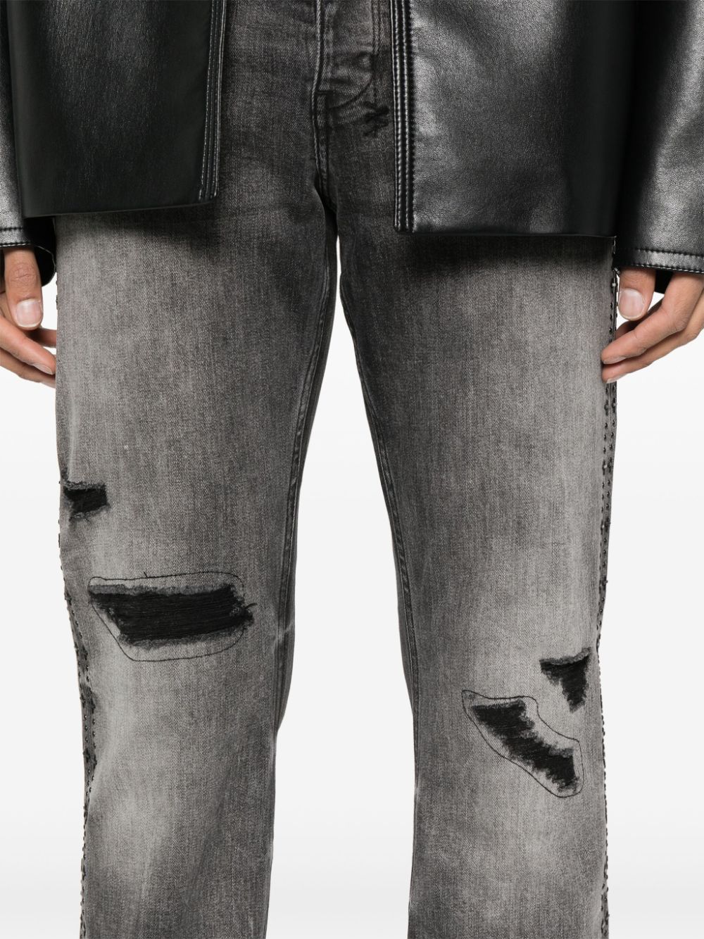 Shop Ksubi Bronko Mid-rise Flared Jeans In Black